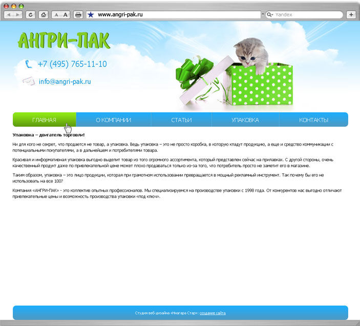 Сайт интернет магазин Ангри - Пак